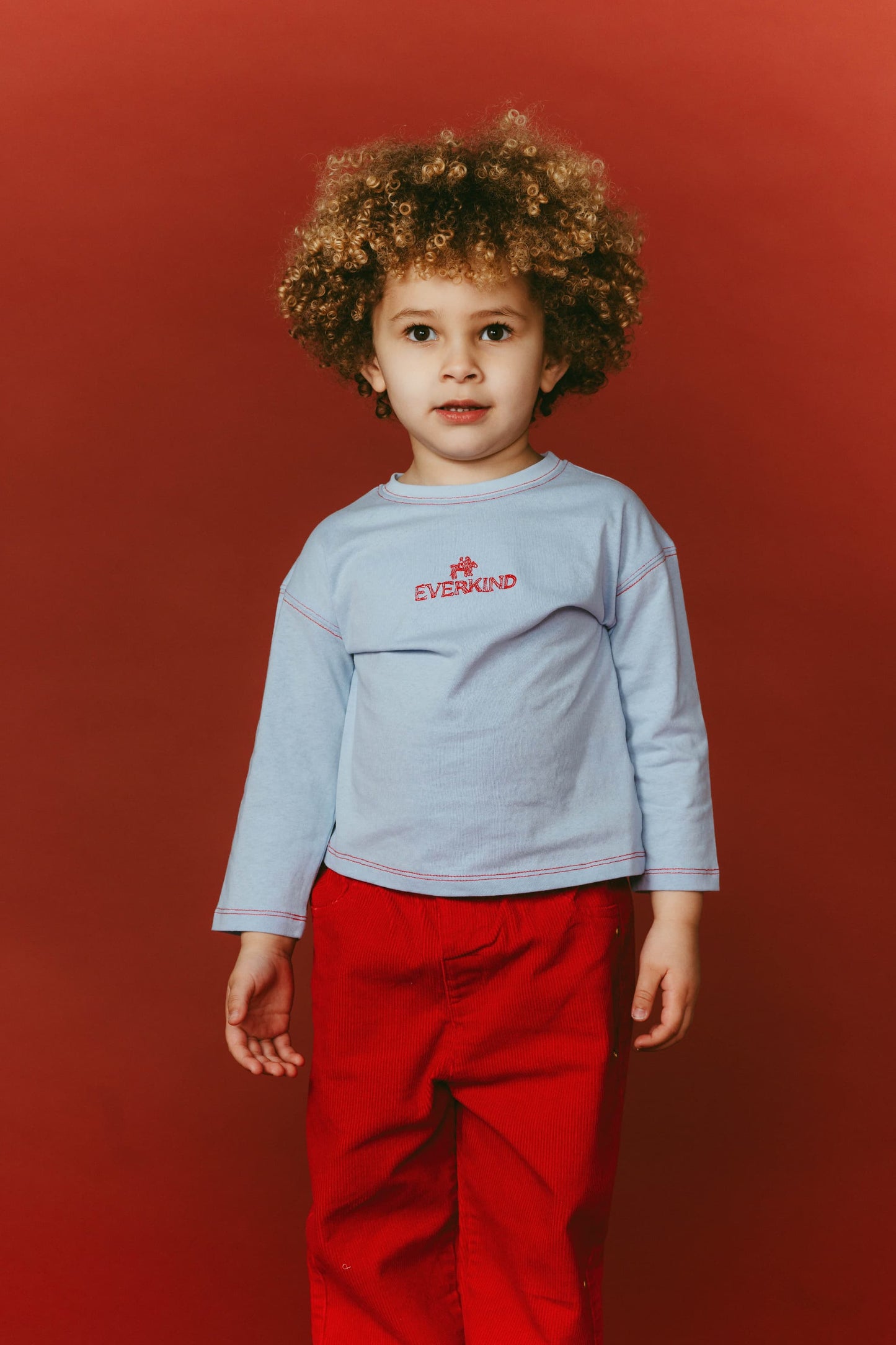 Embroidered Long-sleeve T-shirt(blue)